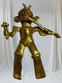 Alva Musuem Replica Aztec Man vintage gold tone brooch pin