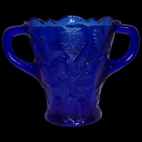 Mosser Cobalt Blue Glass Inverted Strawberry Spooner