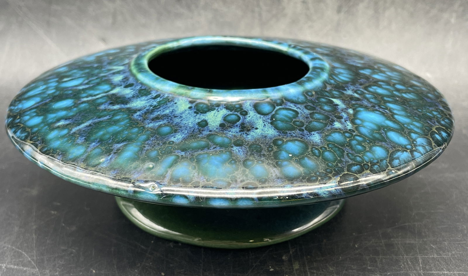 MCM Freeman McFarlin Flying Saucer UFO Vase Vessel Blue (1 of 8)