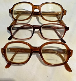 Vintage Military USS 4 1/2 - 5 3/4 Eyeglasses Frames Brown & two Romco Glasses