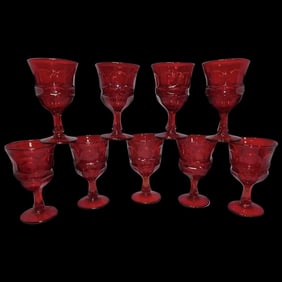 Fostoria Argus Ruby Red Footed Water Goblets