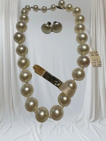 Vintage Signed Richelieu Chunky Beaded faux pearl Statement Necklace & earrings