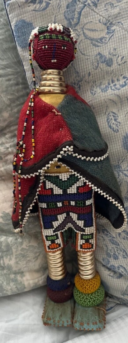 Vintage NDEBELE BEADED CEREMONIAL DOLL 16" BEAUTIFULLY HANDMADE South Africa Art (1 of 16)