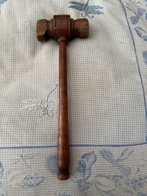 Antique 100+ Yr Old Wood Gavel Hand Carved Americana
