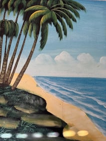 Original Haitian painting 20 in x 24 in island ocean tourist trade