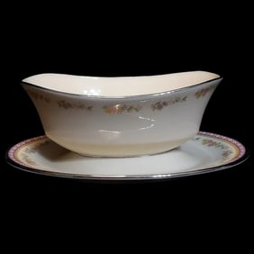 Lenox Amethyst China Gravy Boat with Attached Underplate