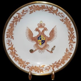 Decorative TFF Japanese Porcelain Bowl Encased in Brass
