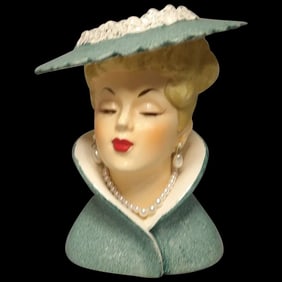 Napco Lady Head Vase with Brush Eyelashes # C3307C 1958