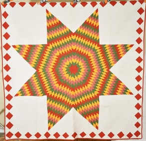 1880's Lone Star Quilt, Diamond Border