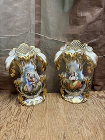 Pr 16 3/4” Paris Porcelain Vases