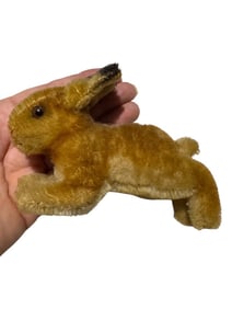 VTG GERMAN STEIFF MOHAIR BUNNY RABBIT W/ ORIGINAL EAR BUTTON 3"