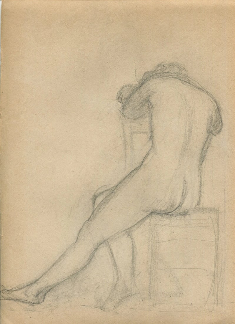 Antique Pencil Drawing Original Figure Woman sitting down: Title: Antique Pencil Drawing Original Figure Woman sitting down Description: Pencil on paper 31.5 x 23.5 cm stains, folds Reserve: $40.00 Shipping: Domestic: Flat-rate of $22.00 t