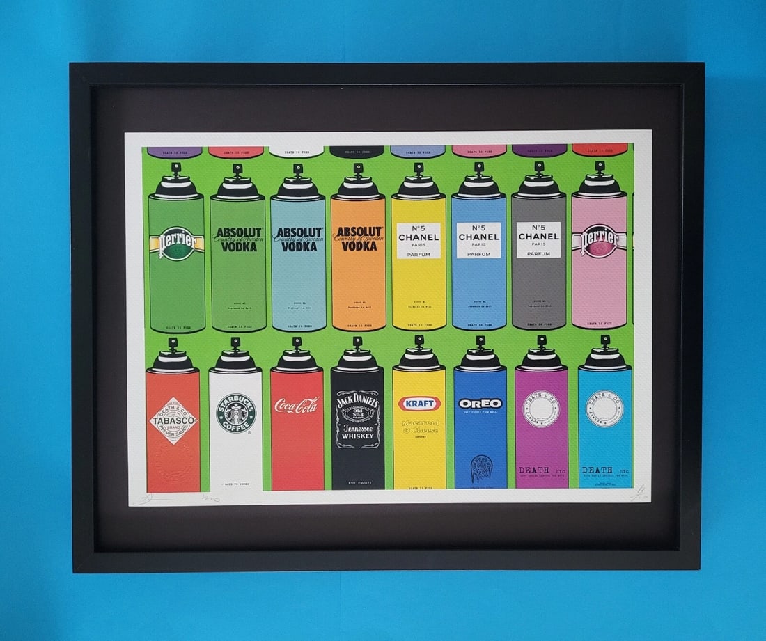 DEATH NYC Hand Signed LARGE Print Framed 16x20in COA BRAINWASH SPRAY CANS + (1 of 5)