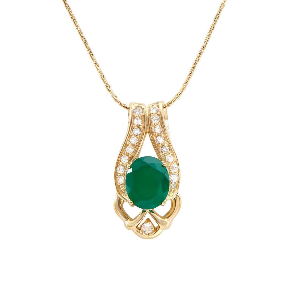 4.80 TW CTS GREEN AGATE & WHITE TOPAZ 18K GOLD PLATED DESIGNER NECKLACE SIZE 16 INCHES (1 of 2)