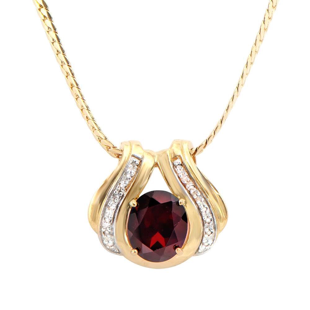 5.12 TW CTS GARNETS & DIAMONDS 18K GOLD PLATED DESIGNER NECKLACE SIZE 16 INCHES: GARNET OVAL 12X10 PCS 1 CTS 5.00 & DIAMONDS 1.1MM 16 PCS 0.12 CTS Reserve: $63 Shipping: Domestic: Flat-rate of $18 to anywhere within the contiguous U.S. International: Foreign shipping rates are det