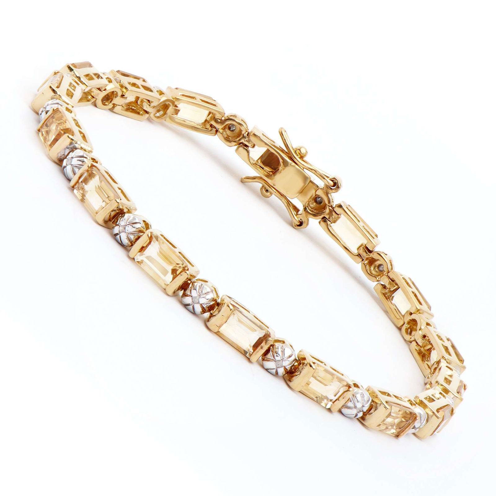 8.54 ctw Citrine & Diamonds 18K Gold Plated Designer Bracelet 7.4 in (1 of 2)