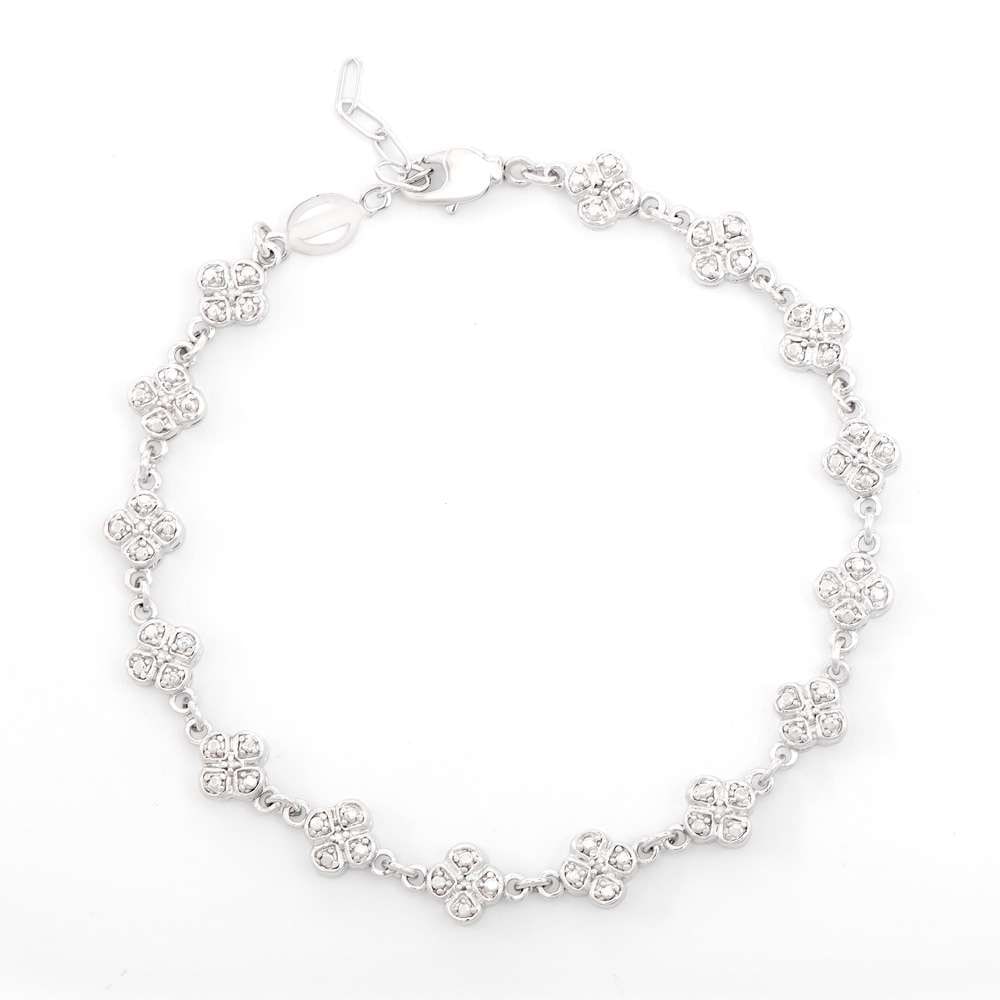 0.12 TW CTS DIAMONDS RHODIUM PLATED DESIGNER BRACELET SIZE 8 INCHES (1 of 2)
