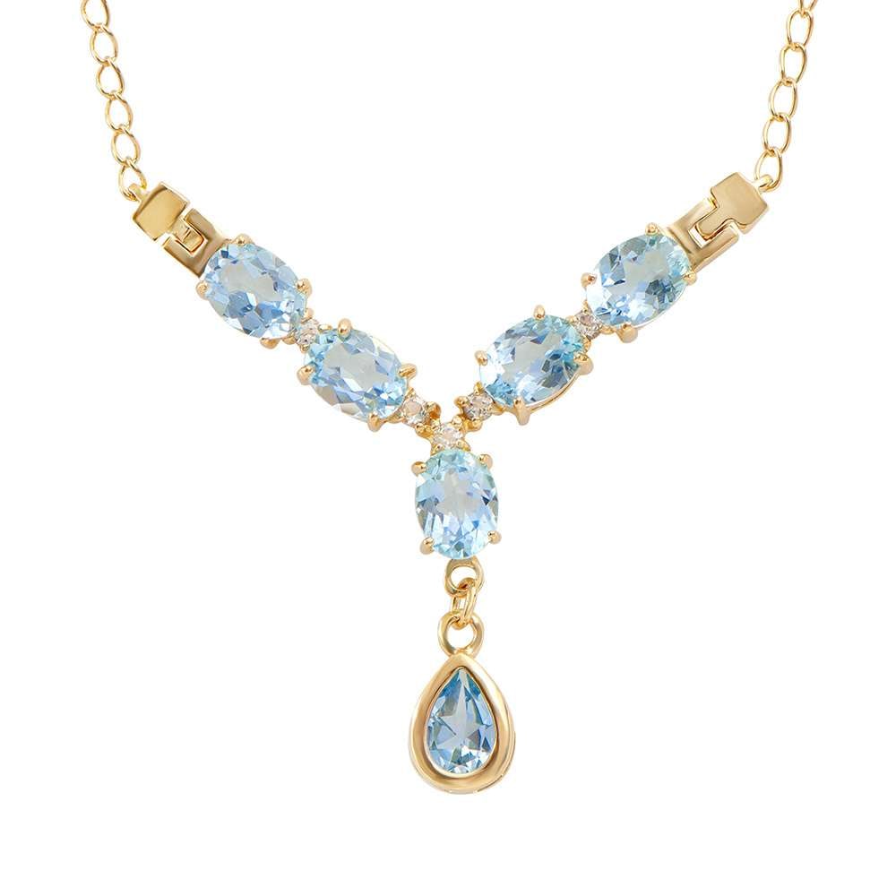 8.25 TW CTS BLUE TOPAZ & WHITE TOPAZ 18K GOLD PLATED DESIGNER NECKLACE SIZE 19 INCHES (1 of 2)