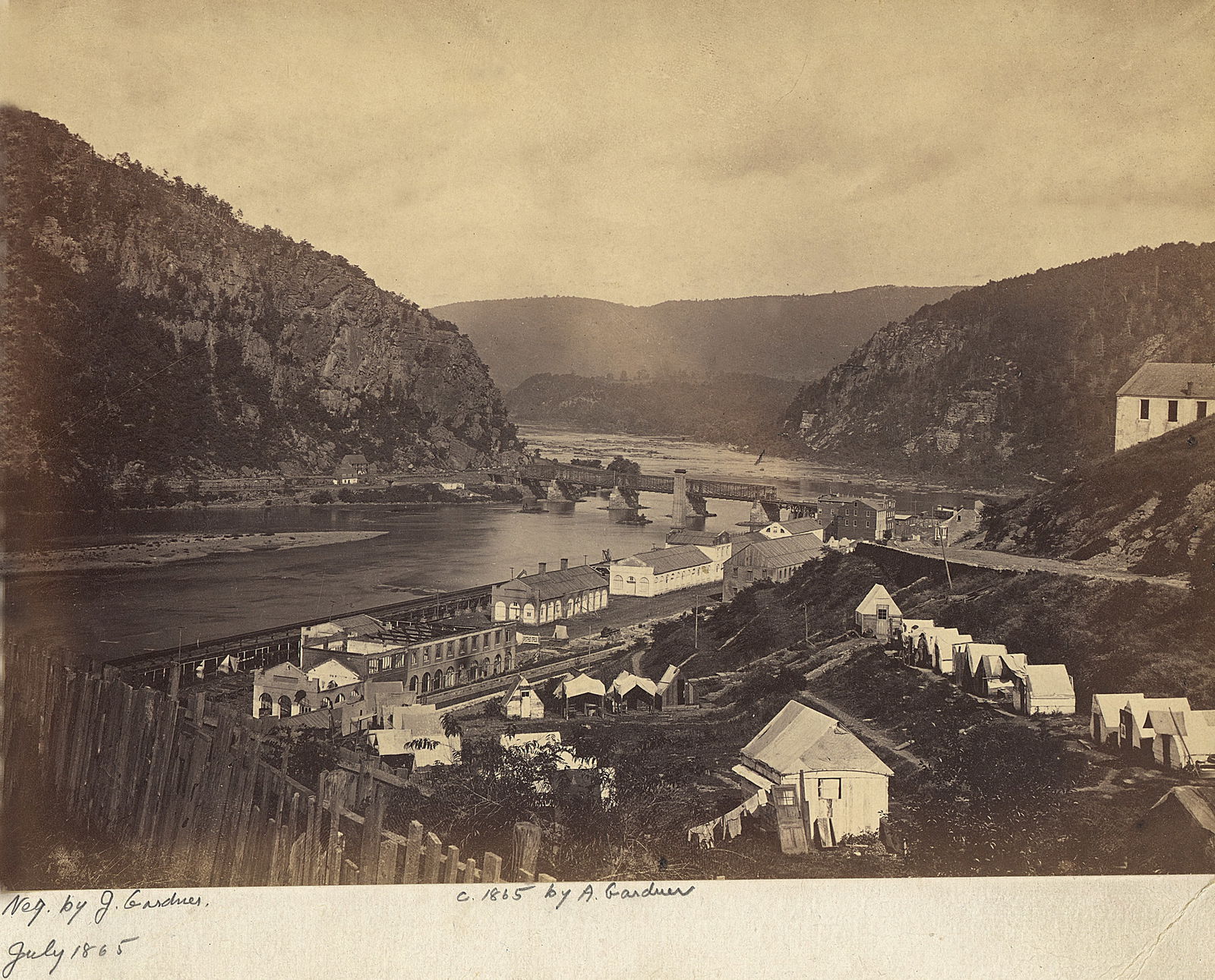 1865, HARPERS FERRY, BY ALEXANDER GARDNER. *(EXQUISITE 1865 PHOTOGRAPH OF INFAMOUS ASSAULT ON: Title: 1865, HARPERS FERRY, BY ALEXANDER GARDNER. *(EXQUISITE 1865 PHOTOGRAPH OF INFAMOUS ASSAULT ON OCTOBER 16, 1859 BY ARMED BAND OF ABOLITIONISTS LED BY JOHN BROWN ON THE FEDERAL ARMORY) Artist/Sou
