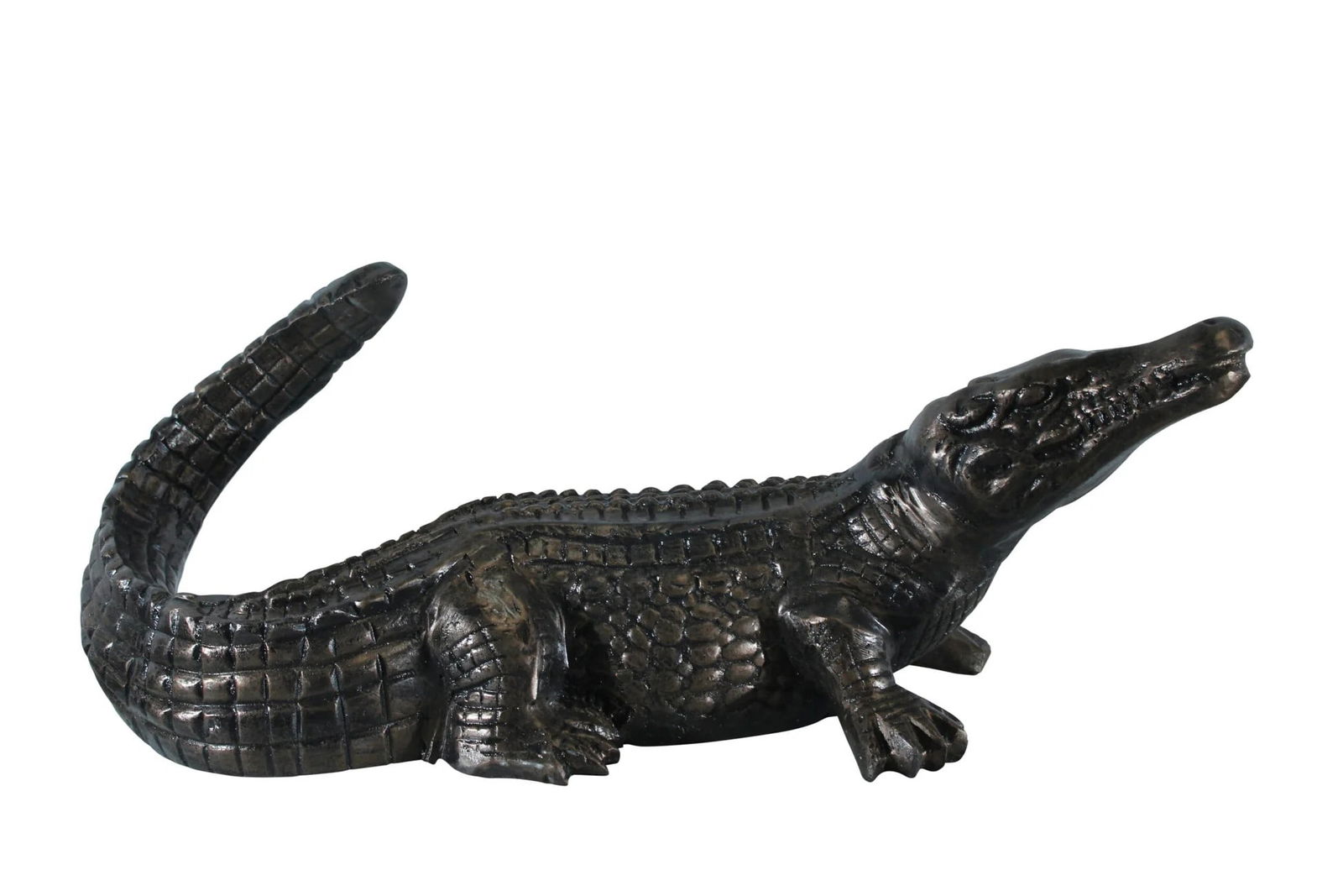 Aluminum Alligator Statue with Raised Tail and Textured Skin 36" x 15" x 13"H (1 of 12)