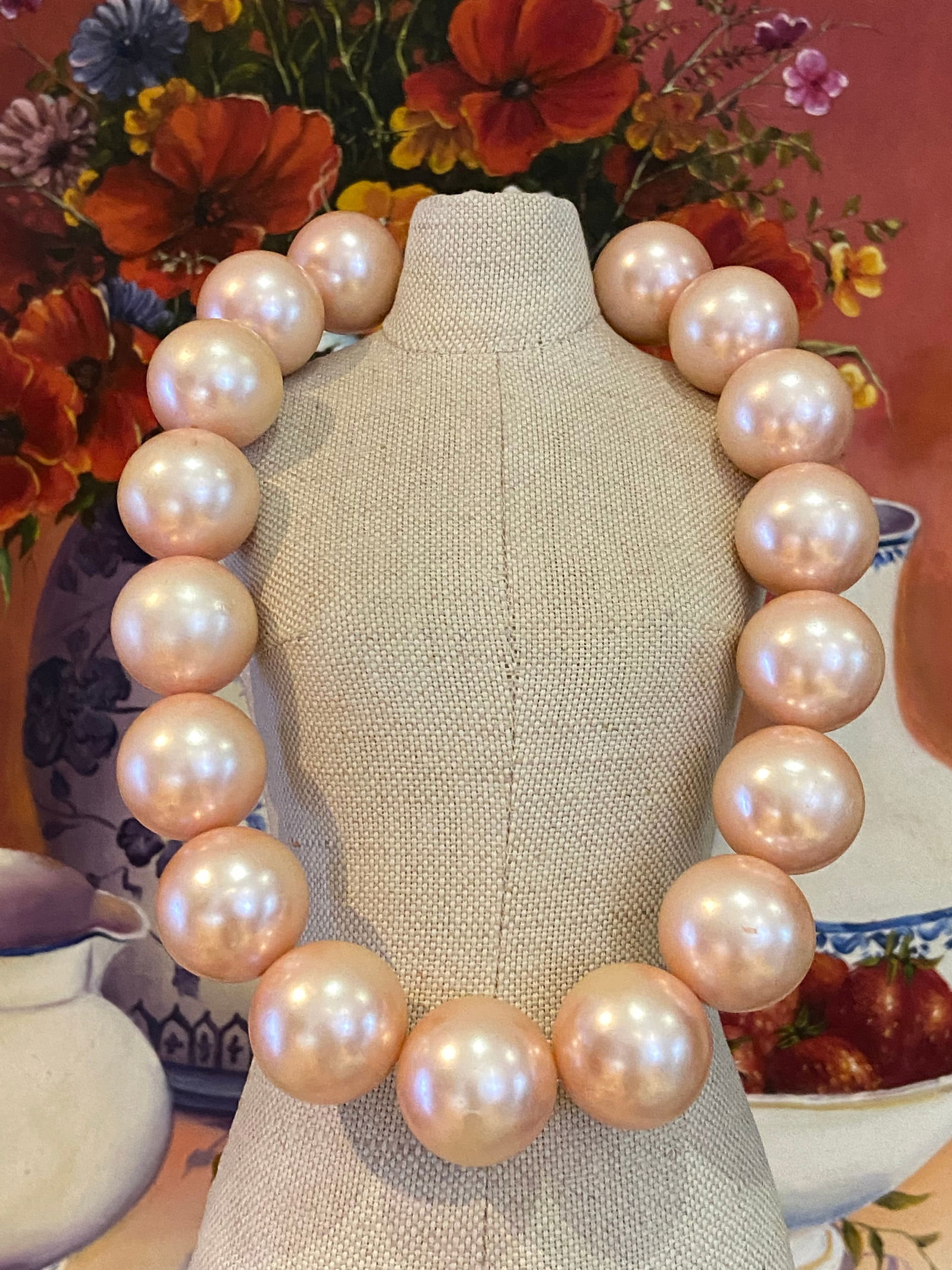 Art Deco 24mm Large Champagne Pearl Necklace (1 of 11)