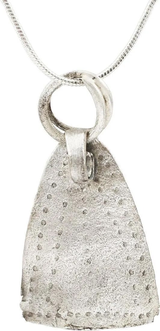 ROMAN WOMAN'S PENDANT NECKLACE, C.100-450 AD: The triangle has had mystical significance since ancient times. It was the link to Pythagoreanism for the Greeks with multiple interpretations from numerology to astrology and the seasons. The Romans 