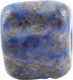 VIKING LAPUS LAZULI BEAD, 850-1000 AD: Polished stone, meticulously worked and polished to a ribbed cylindrical form. 7.3mm (about ¼") diameter, 56.5mm length. One of a group of five from a larger necklace. •Celtic Roman Viking 