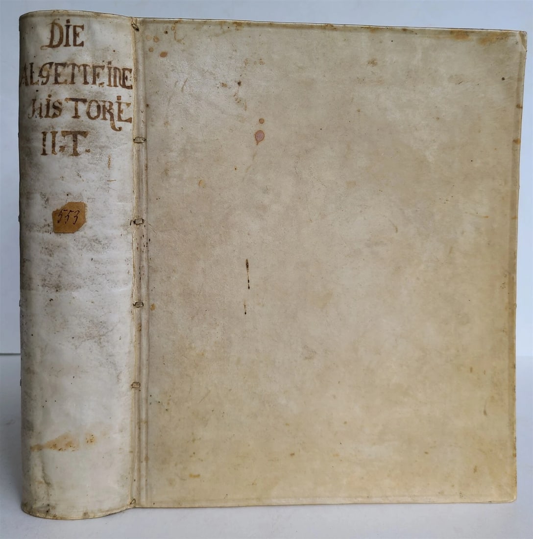 1759 HISTORY OF THE WORLD in GERMAN antique ILLUSTRATED w/VIEW of ISFAHAN vellum: Ubersetzung der algemeinen Welthistorie der neuern Zeiten die in Engeland durch eine Geselschaft von Gelehrten ausgefertiget worden. (World History) Halle (Saale, Germany); 1759 Original full vellum b