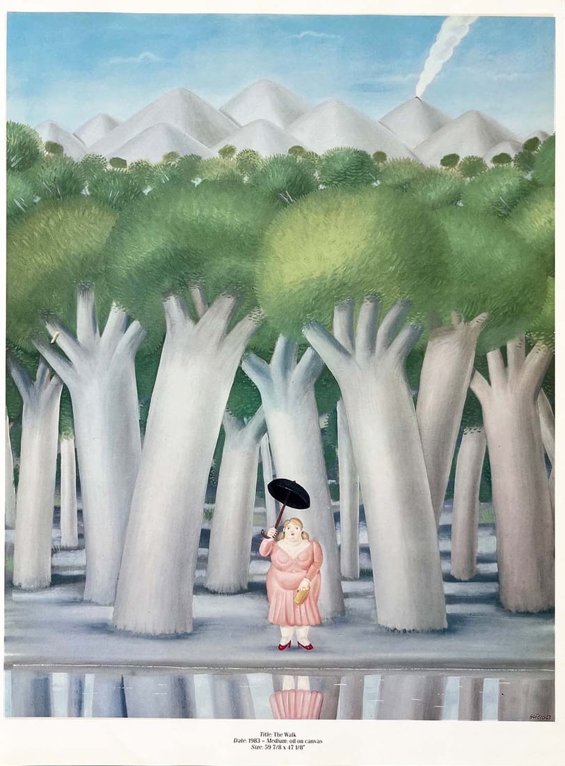 Fernando Botero 37 The walk - female: Title: The walk - Female Artist: Fernando Botero Country: Colombia Medium: Offset - Quadrichromie 37 Marks: Not signed, not numbered Paper size: 16 x 12 inch Printed: 1983 in Italy Provenance: B