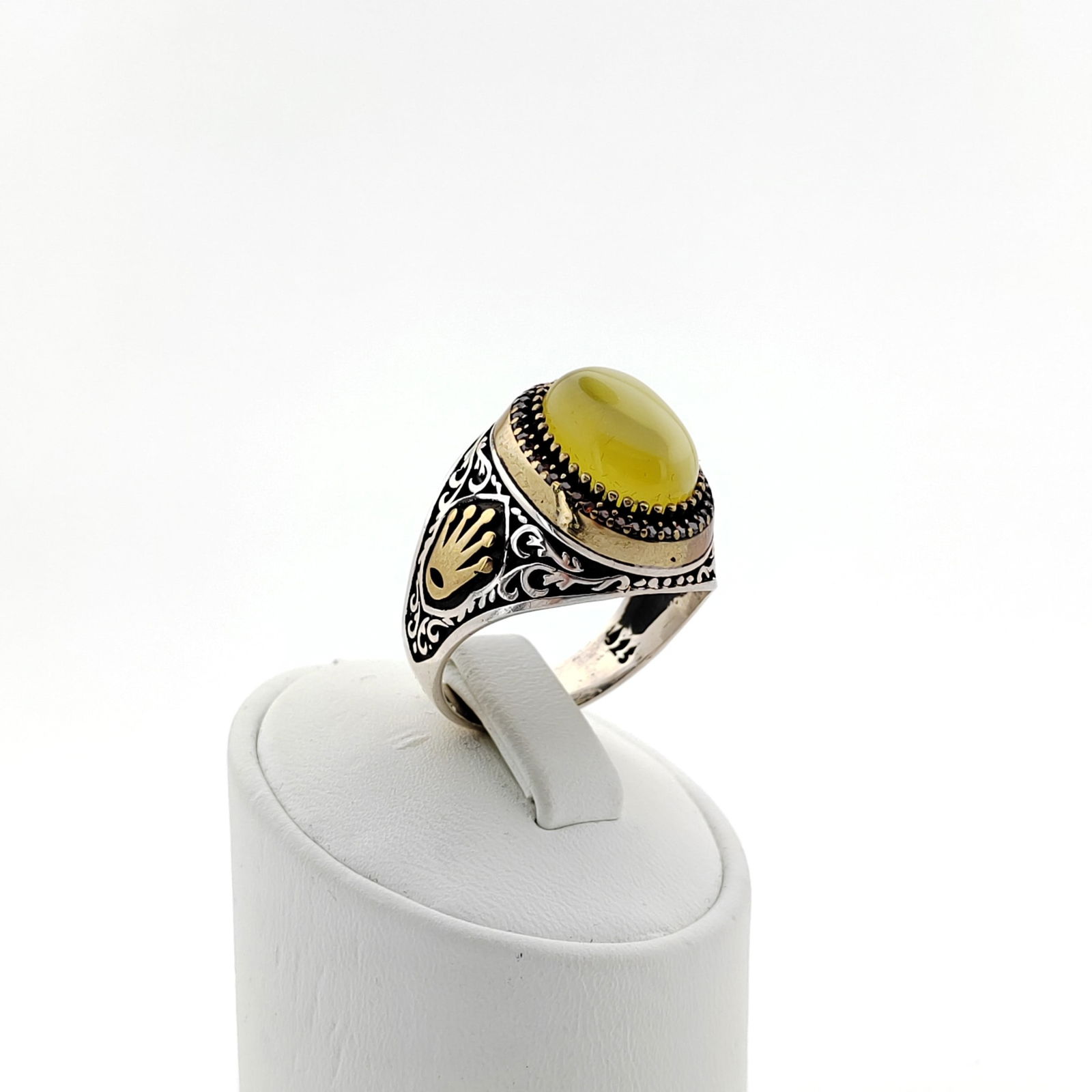 925 Silver Men's Ring with Baltic Amber (1 of 7)