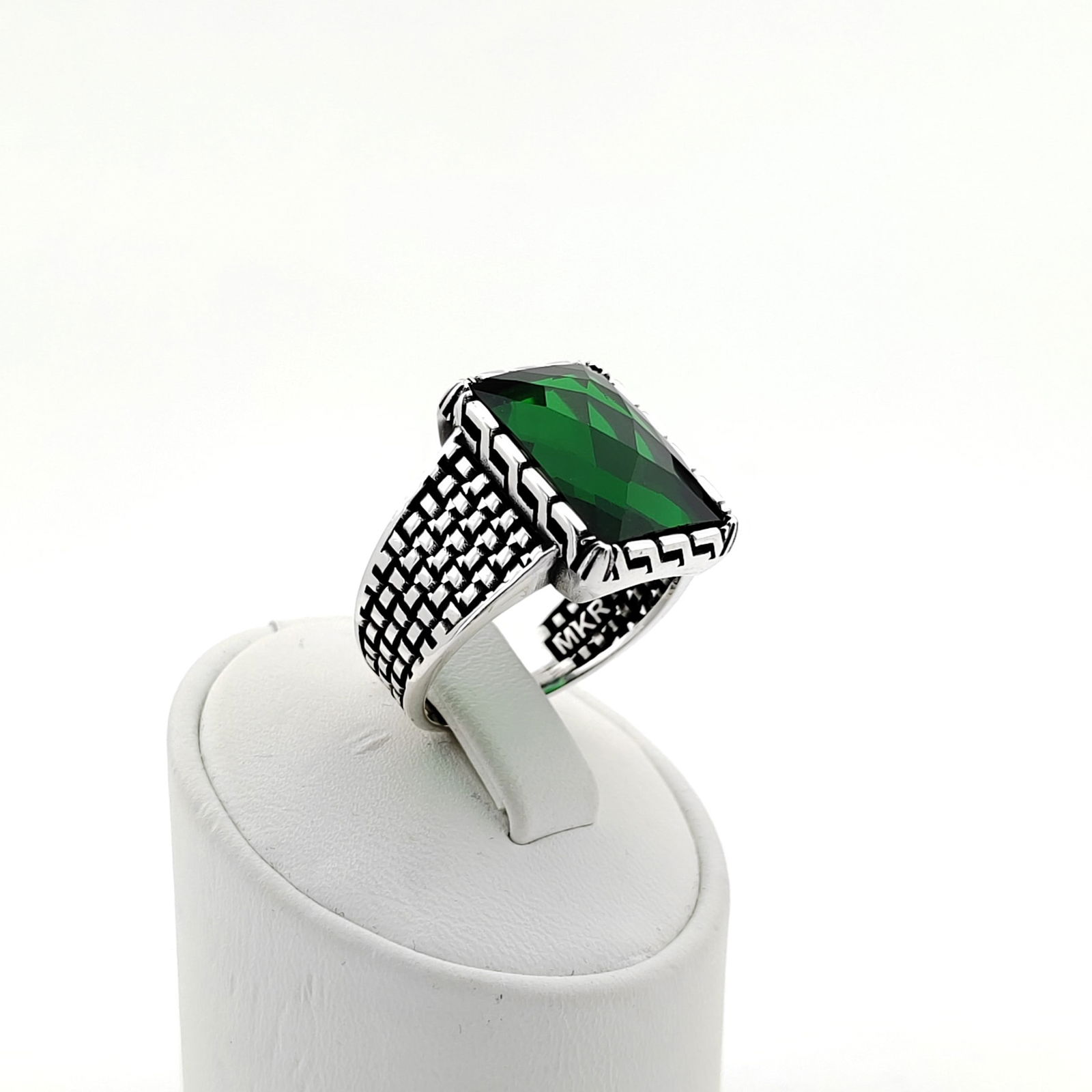 925 Silver Men's Ring with Green Zircon (1 of 8)