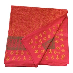 Vintage Green and Red Hand-Blocked Indian Coverlet