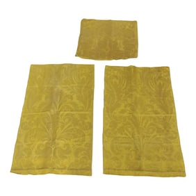 Vintage Large Scale Gold Woven Silk Damask Panels - Set of 3