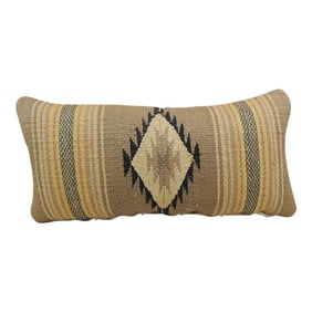 Vintage Yellow and Tan Navajo Style Woven Decorative Lumbar Pillow