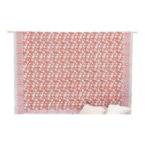 Sunset Bloom, Hand Blockprint Cotton Coverlet