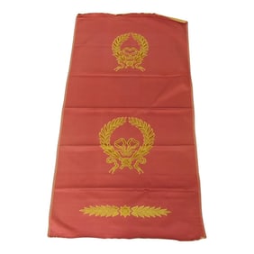 Antique Red & Gold French Empire Style Woven Silk Panel