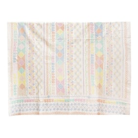 Multicolor Diamond Hand-Stitched Cotton Kantha Bedcover