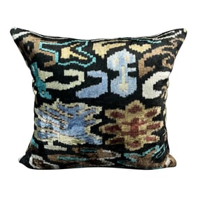 Multicolor Velvet Ikat Pillow Cover