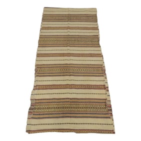 Vintage Long Moroccan Woven Stripes Textile Panel