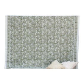 Olive Grove, Hand Blockprint Cotton Coverlet