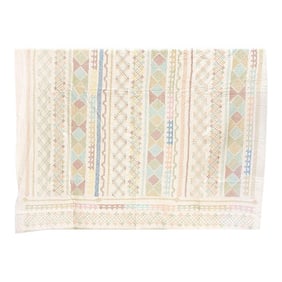 Coastal Cool Hand-Stitched Cotton Kantha Bedcover
