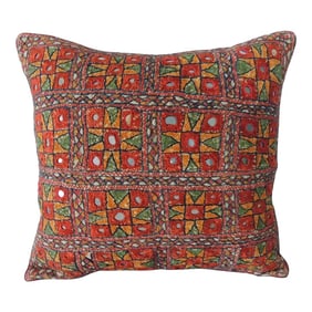 Vintage Colorful Square Embroidered Decorative Pillow