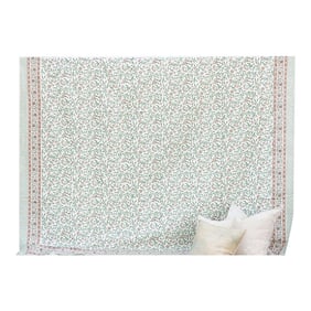Verde Vine, Hand Blockprint Cotton Coverlet