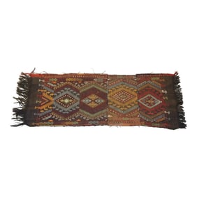 Vintage Orange & Red Heavy Woven Turkish Textile Fragments - Set of 3