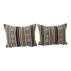 Black and Brown Woven Bolster Decorative Pillows - A Pair