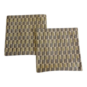 Green & Beige MCM Pattern Woven Square Pillow Covers - Set of 2
