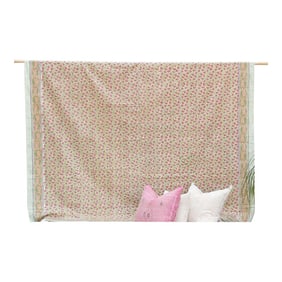 Delicate Blossom, Hand Blockprint Cotton Coverlet