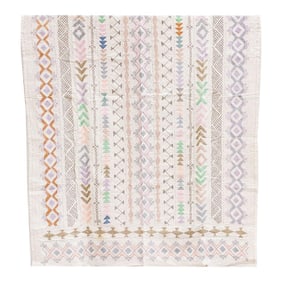 Harmonious Lavender Hand-Stitched Cotton Tribal Kantha Throw