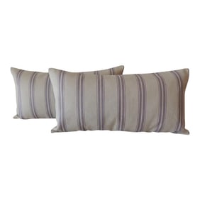Modern Lavender and Taupe Long Bolster Decorative Pillows - A Pair