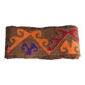 Vintage Colorful Embroidered Asian Decorative Trims - Set of 2